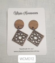 Load image into Gallery viewer, Wooden Dangle Earrings Moroccan patterns