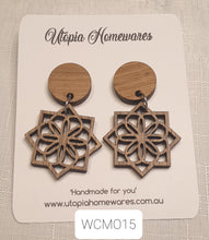 Load image into Gallery viewer, Wooden Dangle Earrings Moroccan patterns