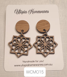Wooden Dangle Earrings Moroccan patterns