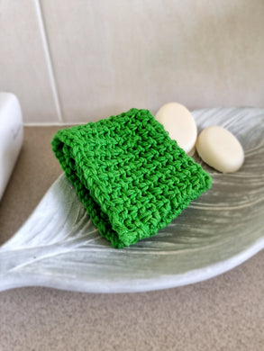 Hand knitted cotton scrubbie