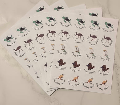 Aussie Animals Teacher Merit Stickers - 100 stickers