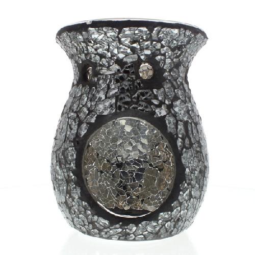 Mosaic Tealight Burner - Silver Mirror charcoal trim