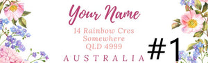 Custom Floral Address label stickers | 67mm x 20mm | 21 sticker sheet | Address Stickers | Return Address Labels |