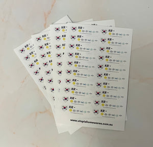 Postcrossing ID stickers with weather - au, ch, de,fi,gb, nl, ru, tw, us, jp, kr
