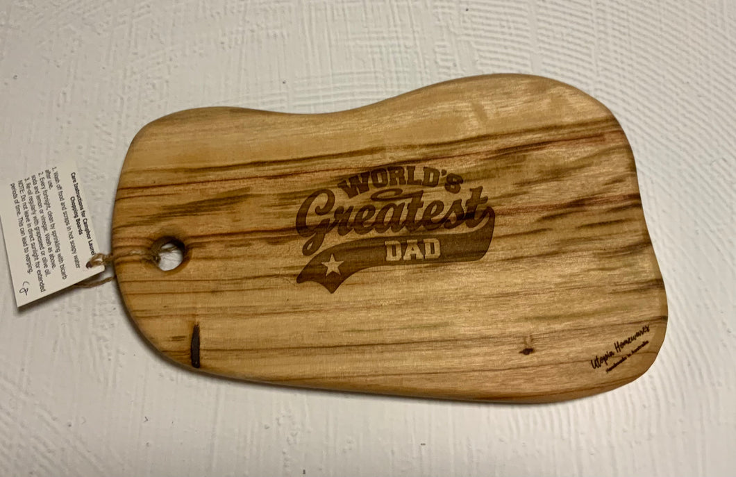 #C8 World's Greatest Dad Engraved Camphor Laurel Chopping Board